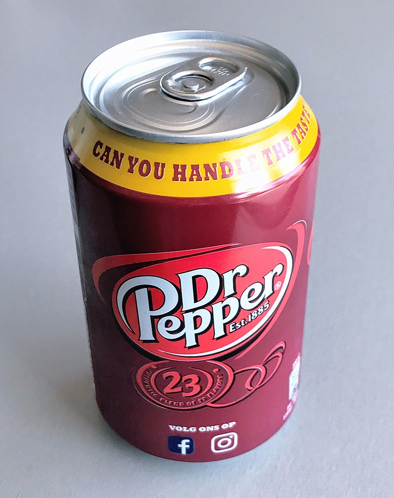 Picture of a Dr. Pepper Can / Wikipedia / Amin

Link: https://en.wikipedia.org/wiki/Dr_Pepper#/media/File:Dr_Pepper_can.jpg