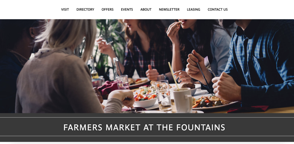 Homepage of Farmers Market at The Fountains at Farah / 
Link: fountainsatfarah.com