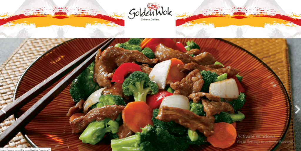 Homepage of Golden Wok Chinese Restaurant website/ goldenwoksa.com