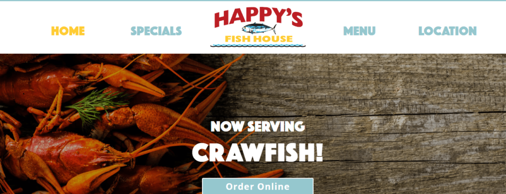 Homepage of Happy’s Fish House / Link: www.happysfishhouse.com