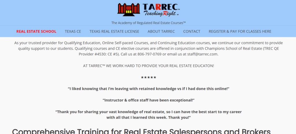 Homepage for TARREC / 
Link: https://www.tarrec.com/