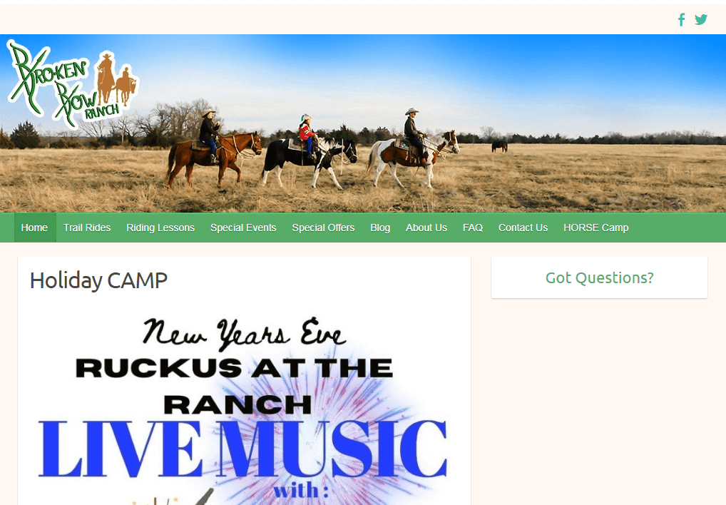 Homepage of Broken Bow Ranch
URL: https://brokenbowranch.net/