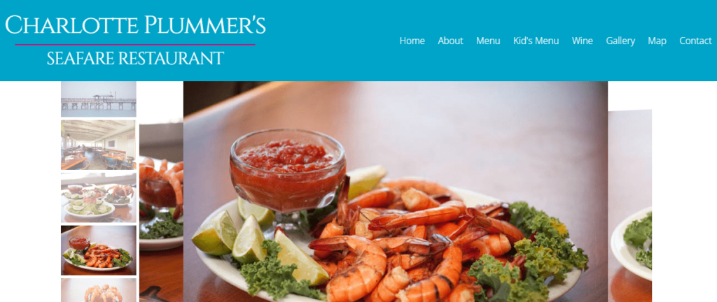 Homepage of Charlotte Plummer Seafood Restaurant / 
Link: www.charlotteplummers.com
