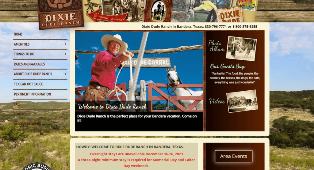 Homepage of Dixie Dude Ranch
URL: https://dixieduderanch.com/