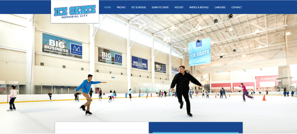 Homepage view of Ice Skate Memorial City / 
Link:www.iceskatememorialcity.com/