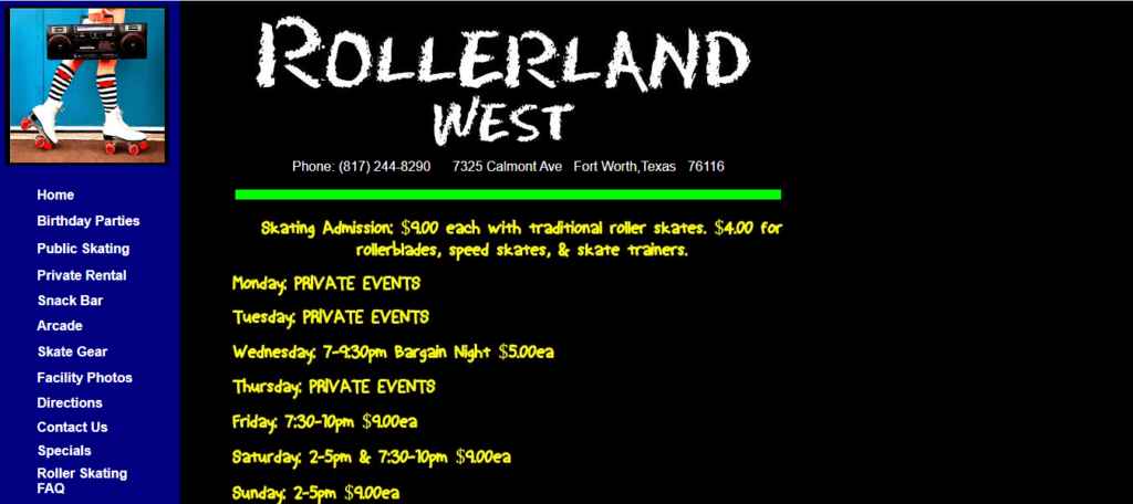 Homepage of Rollerland West / 
Link:www.rollerlandwest.com/index.html