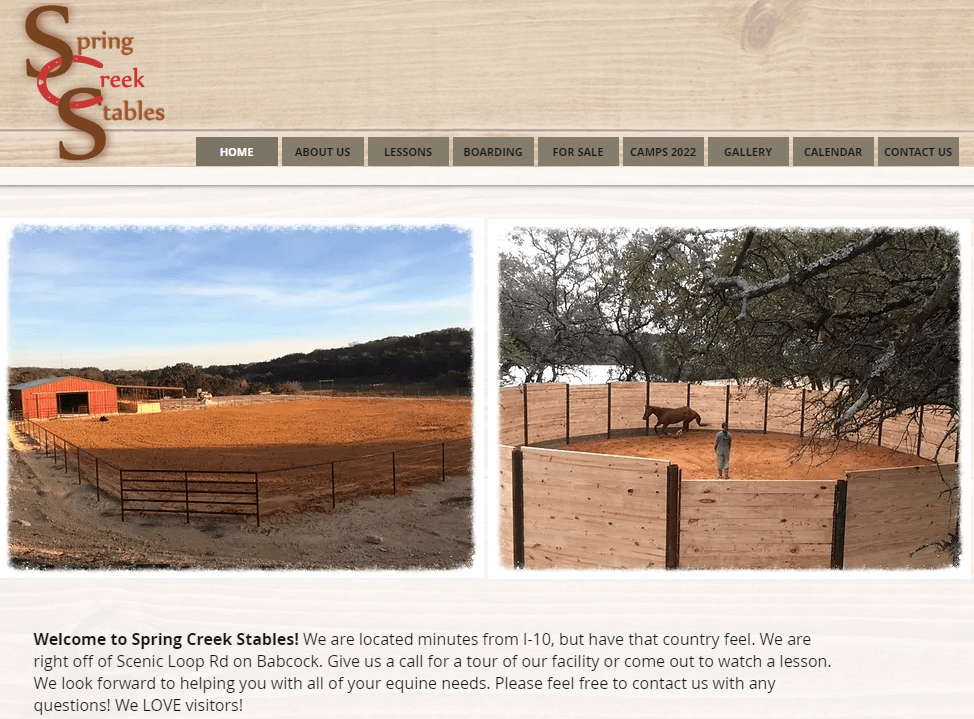 Homepage of Spring Creek Stables
URL: https://www.sascstables.com/