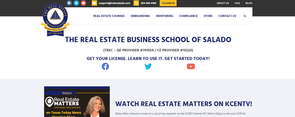 Homepage of Real estate business school of Salado / 
Link: https://trebssalado.com/