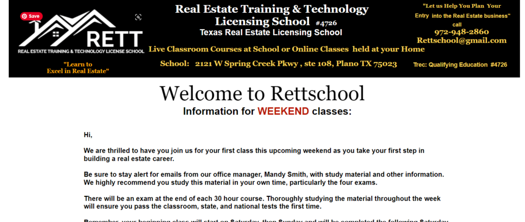 Homepage of real estate training & technology licensing school /
Link: http://www.rettschool.com/