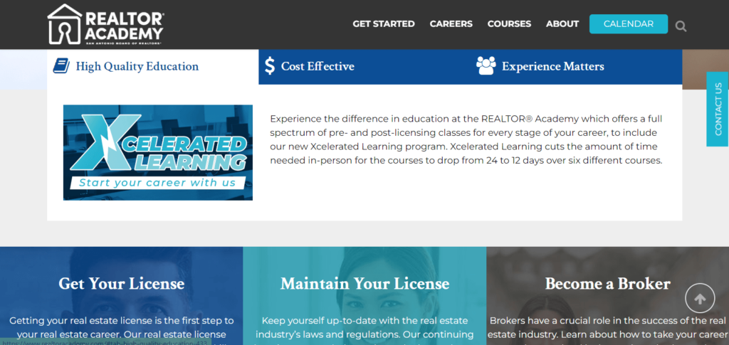 Homepage of Relator academy
Link: https://www.realtoracademy.com/