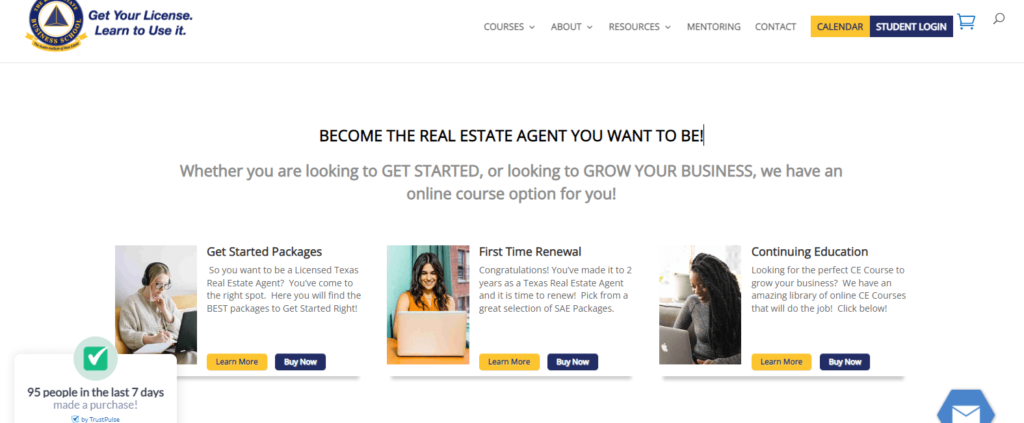 Homepage of the Real estate business school / 
Link: https://www.buildmyrebusiness.com/