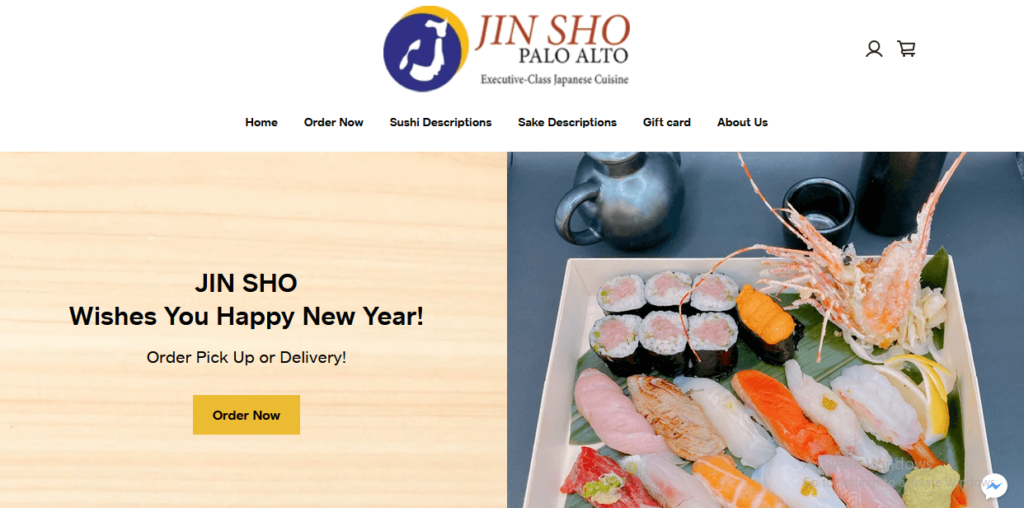 Homepage of Jin Sho Restaurant website/  jinshorestaurant.com