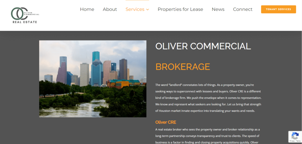 Homepage of Oliver Commercial Real estate / 
Link: https://oliver-cre.com/