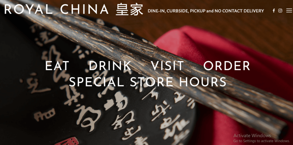 Homepage of Royal China Restaurant website/ royalchinadallas.com