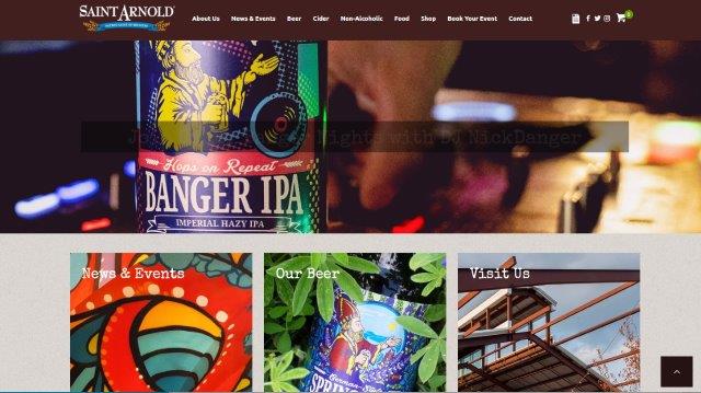 Homepage of Saint Arnold Brewing Company / saintarnold.com
Link: https://www.saintarnold.com/