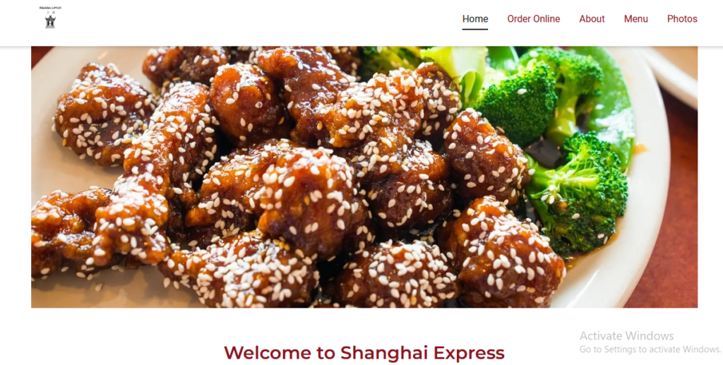 Homepage of Shanghai Express Restaurant website/ shanghaiexpresstx.com