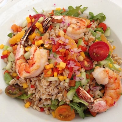Summer Farro Salad With Gulf Shrimp at Eddie V's Prime Seafood / Flickr / omer perez
Link: https://www.flickr.com/photos/operez007/9693433937/