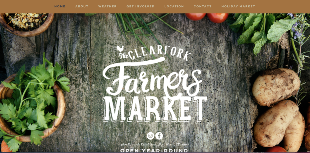 Homepage of The Clearfork Farmers Market / 
Link: farmersmarket1848.com