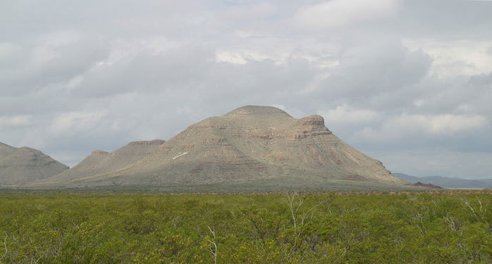 View of Threemile Peak, with a white V for Van Horn / 
Wikipedia
Link: https://en.wikipedia.org/wiki/Van_Horn,_Texas#/media/File:Threemile_Mt_2008.jpg