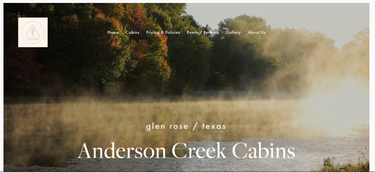 Homepage of Anderson Creek Cabins /
Link: https://www.andersoncreekcabins.com/