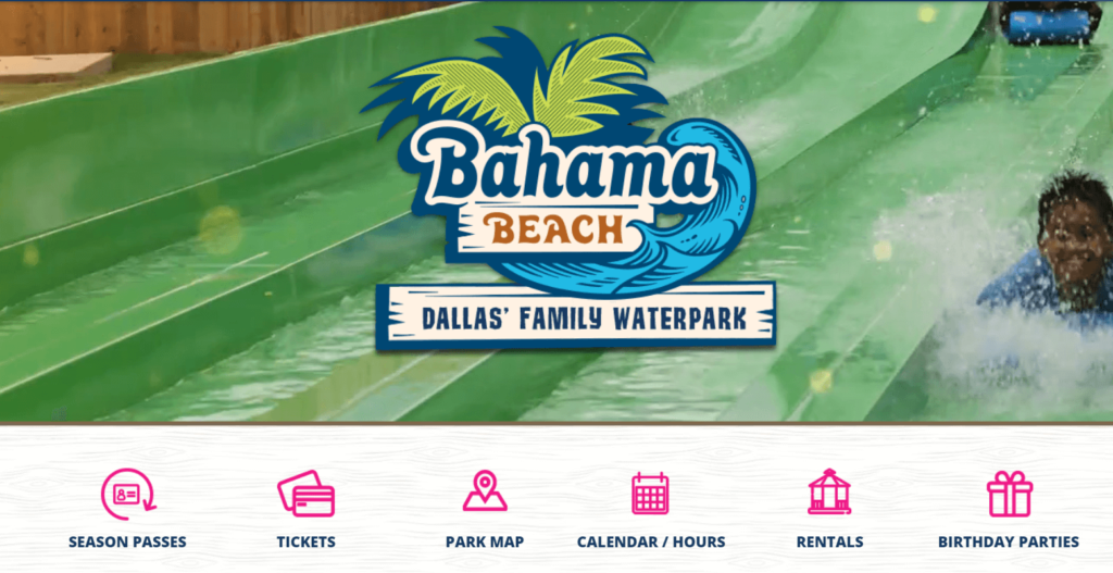 Homepage for Bahama Beach / https://www.bahamabeachdallas.com/