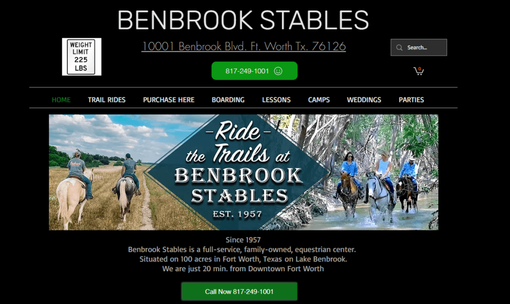 Homepage of Benbrook Stables
URL: https://www.benbrookstables.com/