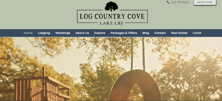 Homepage of Log Country Cove / 
Link: https://logcountrycove.com/