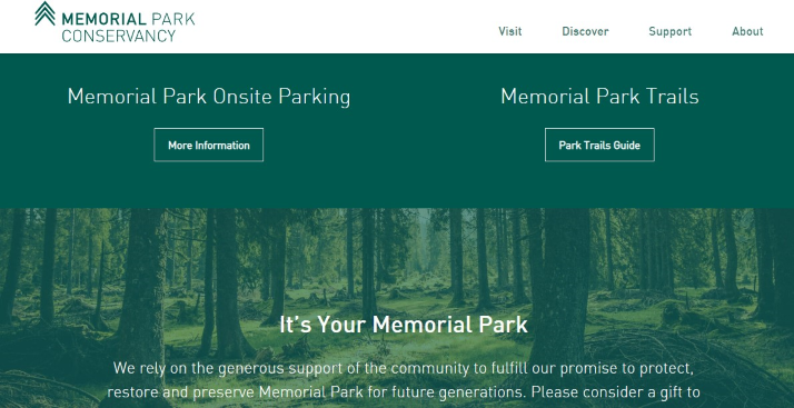 Homepage of Memorial Park Conservancy / 
Link: https://www.memorialparkconservancy.org/visit/map-directions/
