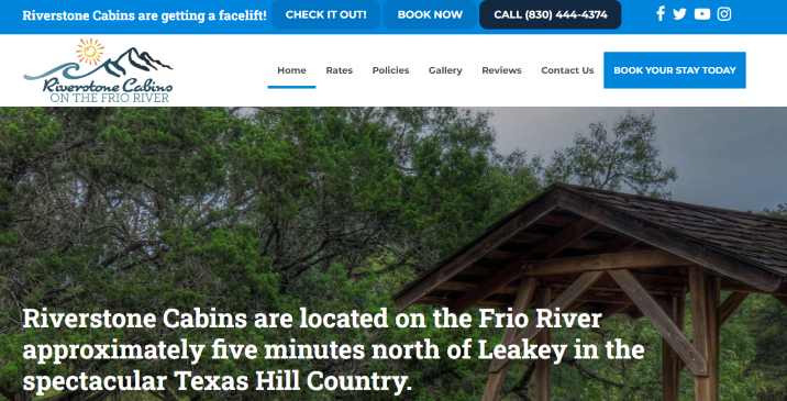 Homepage of Riverstone Cabins / 
Link: https://www.riverstonecabins.com/