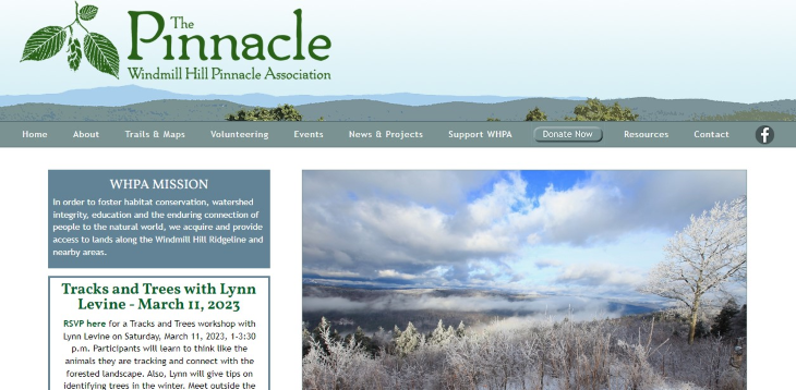 Homepage of Windmill Hill Pinnacle Association /
Link: https://www.windmillhillpinnacle.org/pages/trails/windmill_ridge.html