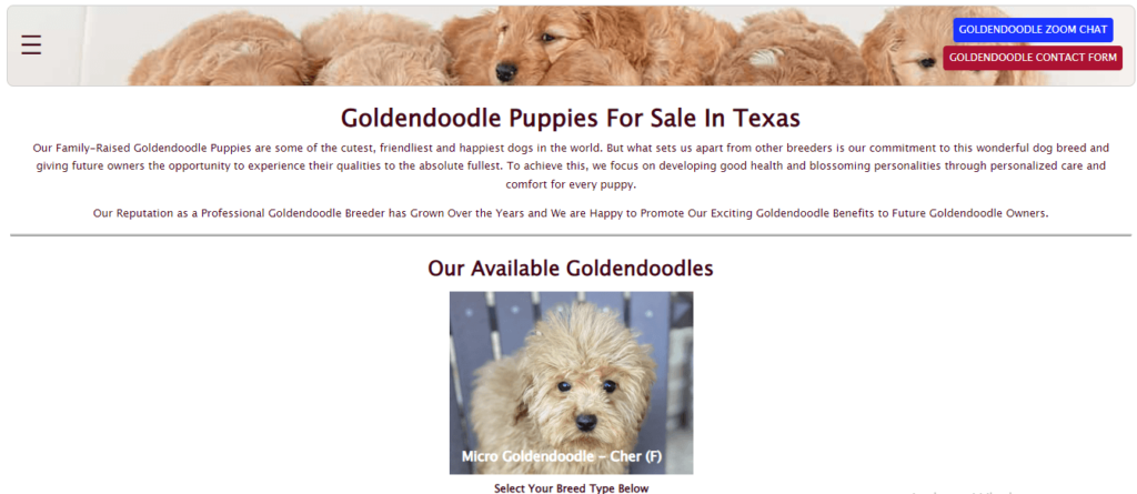 Homepage of ABCs Puppy Zs/ abcspuppyzs.com