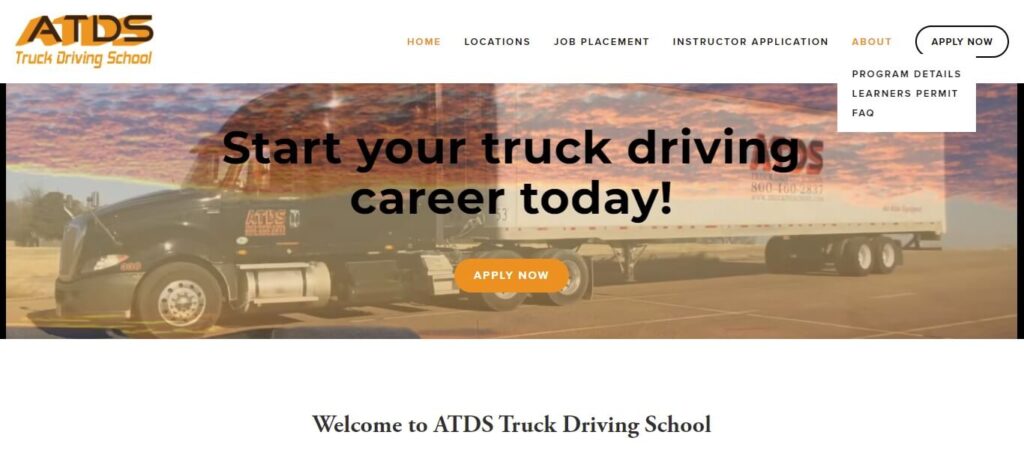 Homepage of ATDS Truck Driving School / truckingschool.com