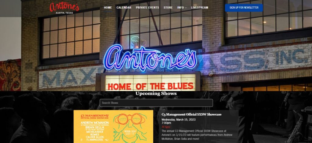 Antoine's Nightclub Website Homepage / https://antonesnightclub.com/