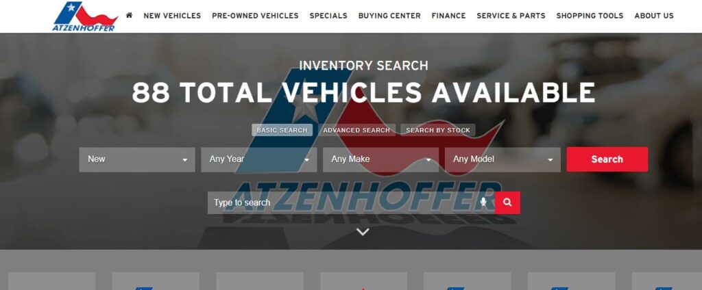 Homepage of Atzenhoffer Auto Group website
Link: https://www.atzenhoffer.com/