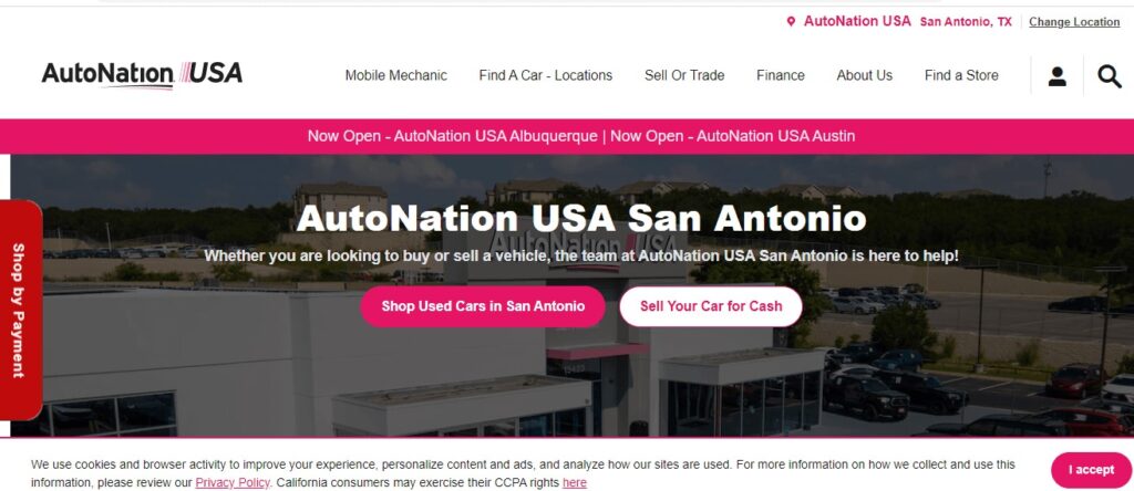 Homepage of AutoNation USA
Link: https://www.autonationusa.com/