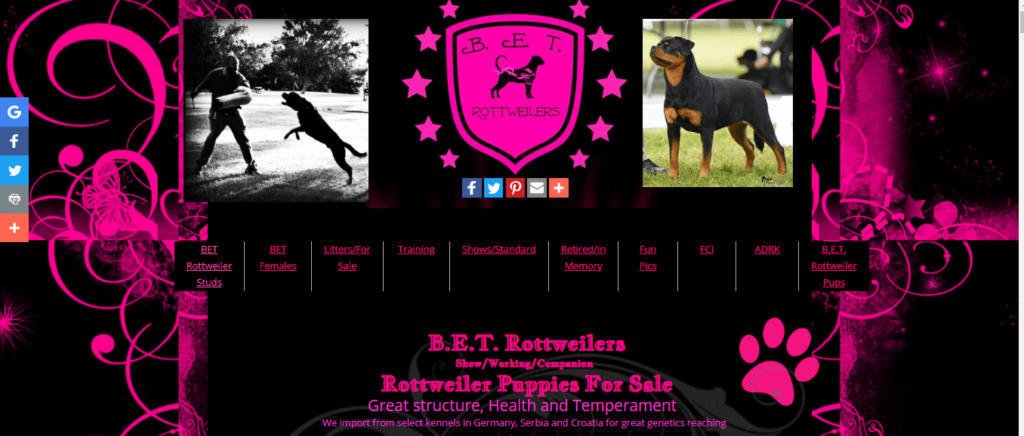 Homepage of B.E.T Rottweilers / betrottweilers.com