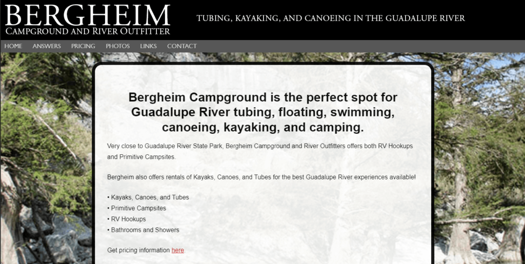 Homepage of Bergheim Campground / https://bergheimcampground.com