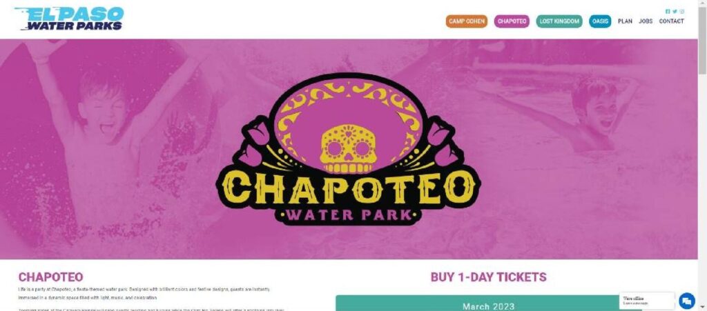 Homepage of Chapoteo Waterpark website
Link: https://epwaterparks.com/chapoteo