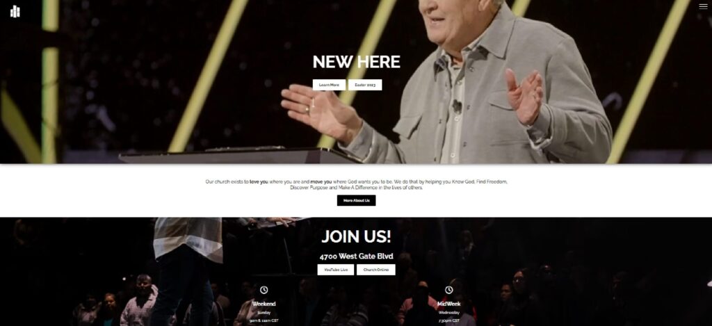 Homepage of Christian Life Church website
Link: https://christianlifeaustin.com/