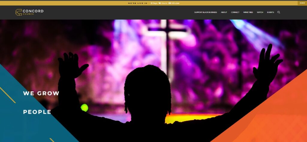 Homepage of Concord Church website
Link: https://www.concorddallas.org/