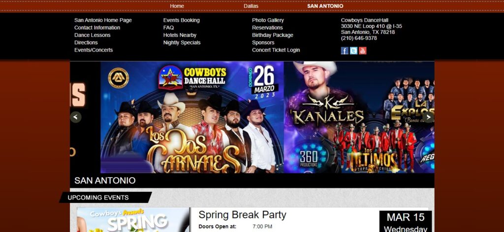 Cowboys Dance Hall San Antonio Website Homepage / https://www.cowboysdancehall.com/san-antonio/