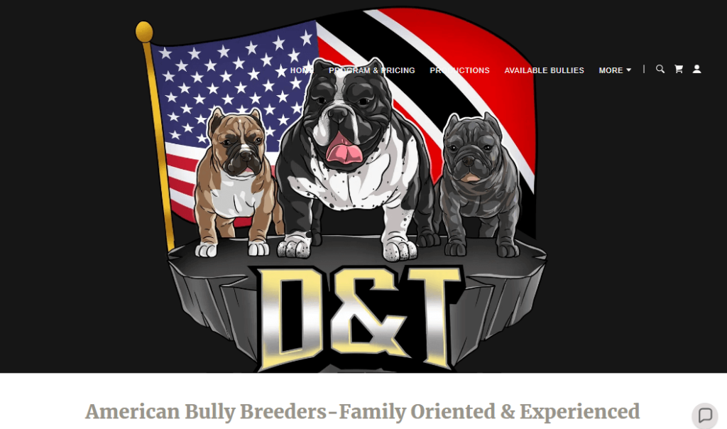 Homepage of D&T Boss Bullies/ dandtbossbullies.com