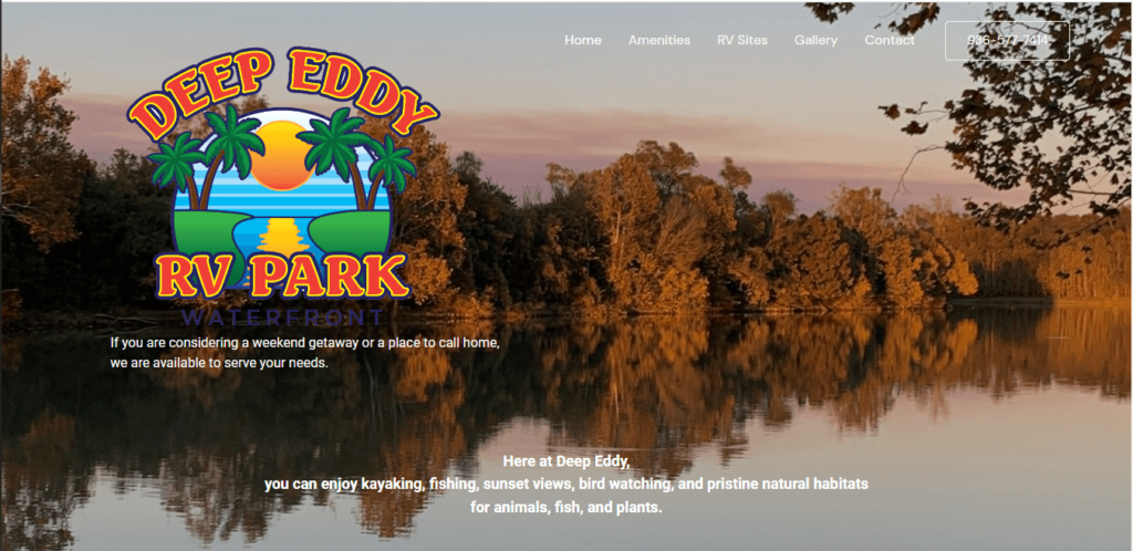 Homepage of Deep Eddy RV Pack / https://deepeddyrvpark.com