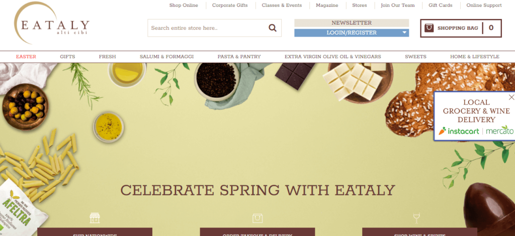 Homepage of Eataly / eataly.com