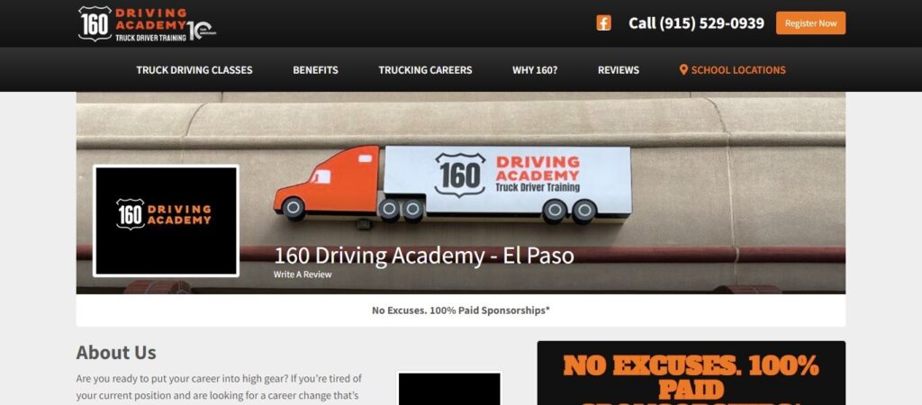 Homepage of the El Paso Driving Academy / 160drivingacademy.com