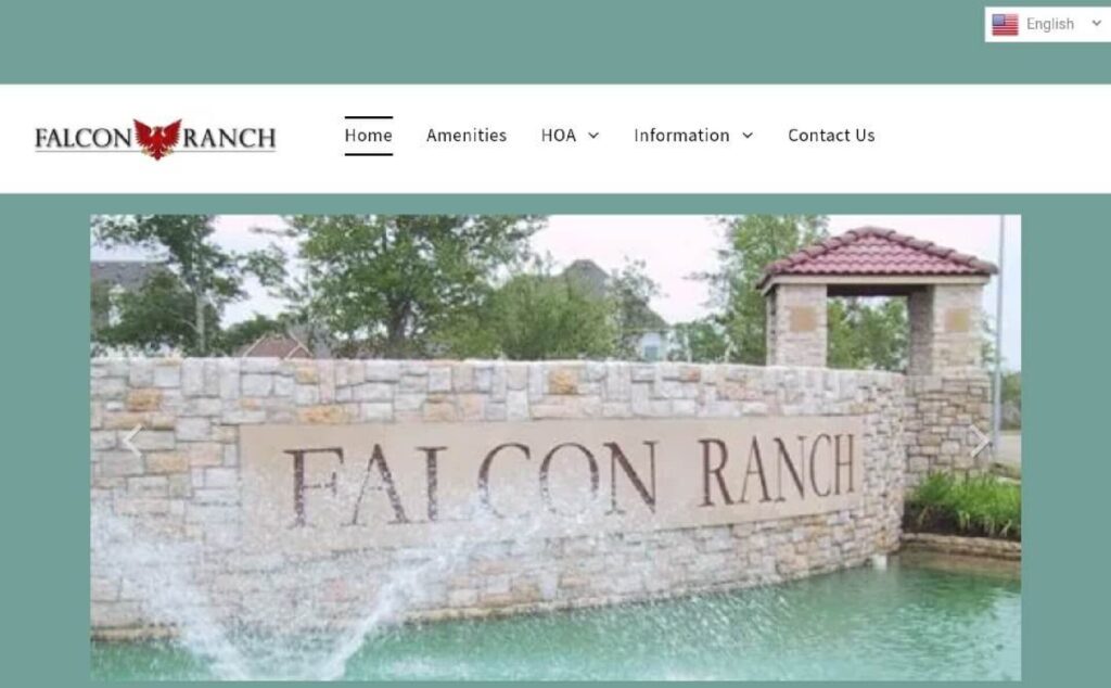 Homepage of Falcon Ranch website
Link: https://www.falconranchhoa.com/