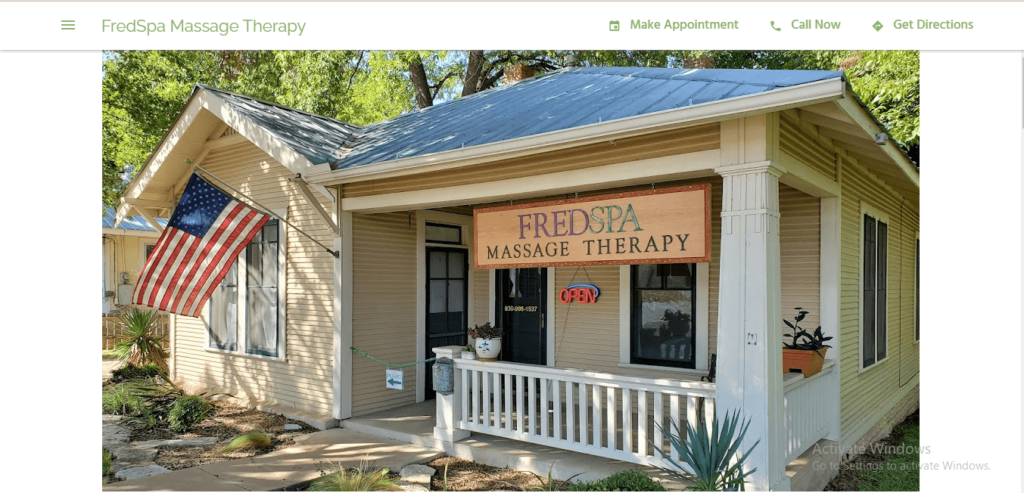 Homepage of FredSpa Massage Therapy's website / fredrickspa.business.site