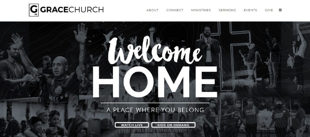 Homepage of Grace Church website
Link: https://mygrace.com/