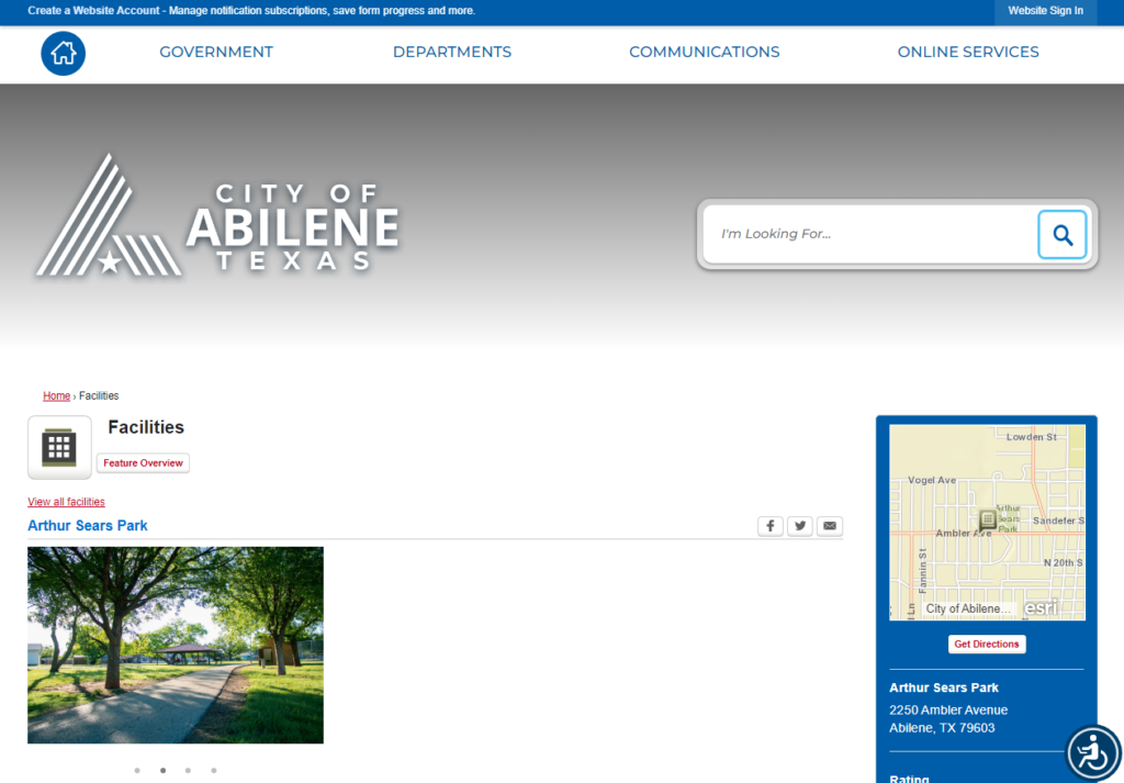 Homepage of Abilene Texas (Arthur Sears Park) / abilenetx.gov