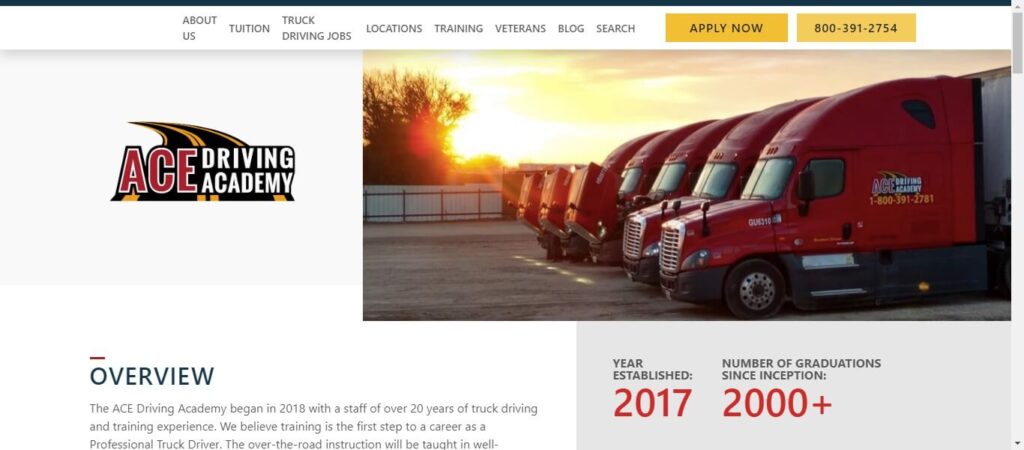 Homepage of Ace Trucking academy / acetruckingacademy.com